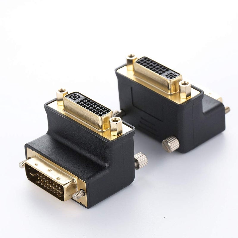 Arnorin DVI-I Female to DVI-D Male Right Angle Adapter 2 Pack - Image 1